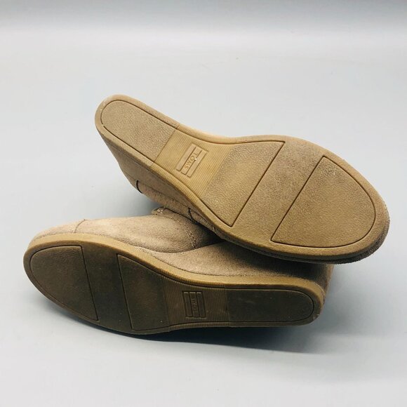 toms beige wedge heels, suede beige heels with matching shoelaces size 9 READ - Picture 9 of 10
